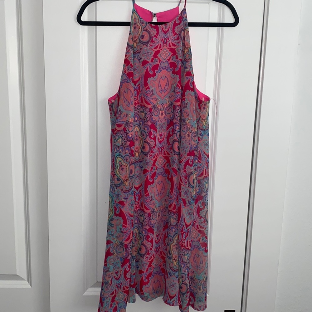 Boutique high neck, sleeveless dress (brand Everly)